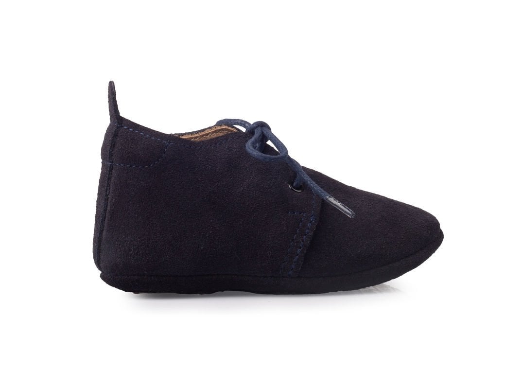 Little Boot Lacivert Bağcıklı Unisex Hakiki Süet Deri İlk Adım Çocuk Ayakkabısı
