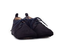 Little Boot Lacivert Bağcıklı Unisex Hakiki Süet Deri İlk Adım Çocuk Ayakkabısı