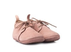 Little Boot Pudra Bağcıklı Unisex Hakiki Süet Deri İlk Adım Çocuk Ayakkabısı