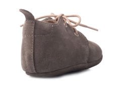 Little Boot Gri Rengi Bağcıklı Unisex Hakiki Süet Deri İlk Adım Çocuk Ayakkabısı