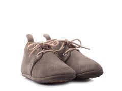 Little Boot Gri Rengi Bağcıklı Unisex Hakiki Süet Deri İlk Adım Çocuk Ayakkabısı