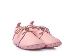 Little Boot Pudra Bağcıklı Unisex Hakiki Deri İlk Adım Çocuk Ayakkabısı