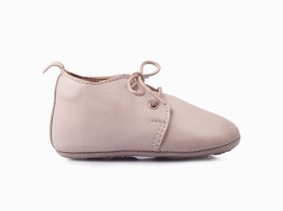 Little Boot Taş Rengi Bağcıklı Unisex Hakiki Deri İlk Adım Çocuk Ayakkabısı