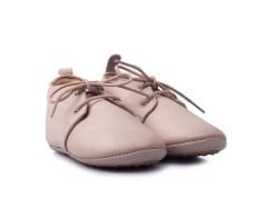 Little Boot Taş Rengi Bağcıklı Unisex Hakiki Deri İlk Adım Çocuk Ayakkabısı