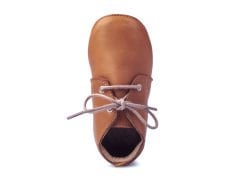 Little Boot Kahverengi Bağcıklı Unisex Hakiki Deri İlk Adım Çocuk Ayakkabısı