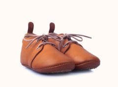 Little Boot Kahverengi Bağcıklı Unisex Hakiki Deri İlk Adım Çocuk Ayakkabısı
